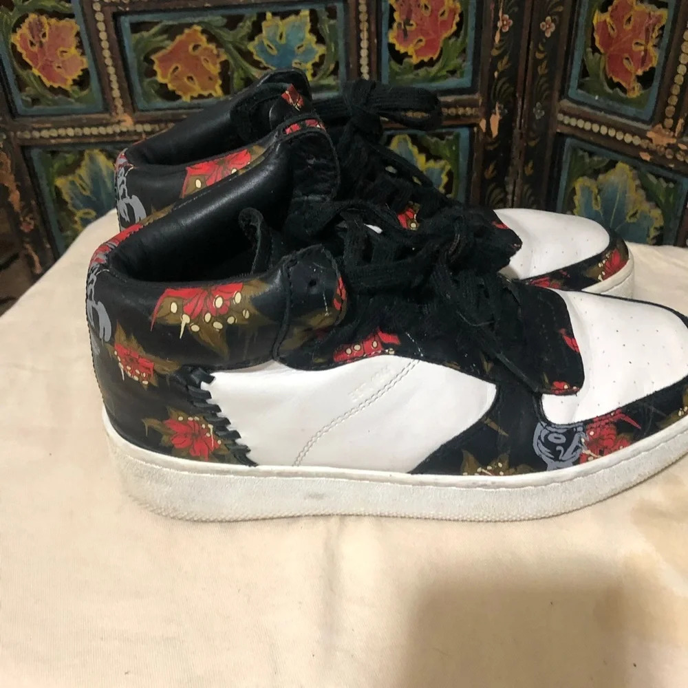 COACH C210 LEATHER WILD LILY FLORAL MID TOPS SIZE 8 - Picture 3 of 7